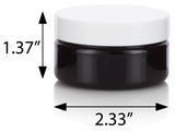 2 oz Black Plastic Low Profile Jar with White Foam Lined Lid (12 Pack)