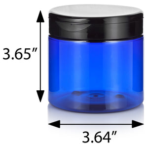 16 oz Cobalt Blue Plastic Profile Straight Sided Jar with Black Flip Top Cap ( 12 Pack)