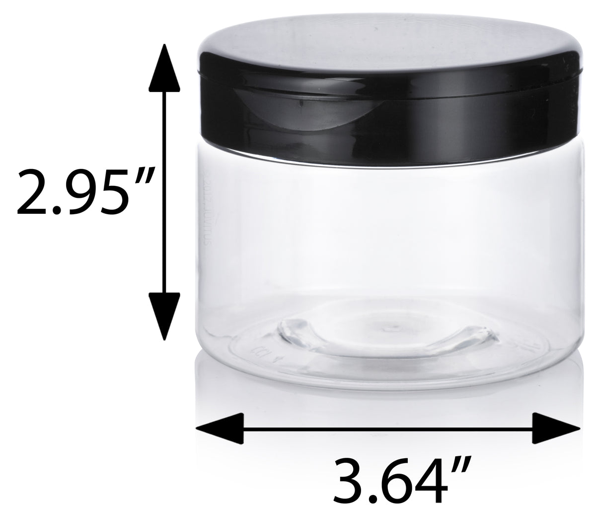 12 oz Clear Plastic Straight Sided Jar with Black Flip Top Cap (12 Pack)