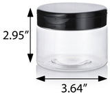 12 oz Clear Plastic Straight Sided Jar with Black Flip Top Cap (12 Pack)