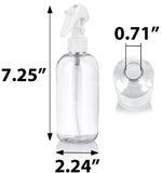 Clear Plastic PET Boston Round Bottle (BPA Free) with White Trigger Spray (12 Pack)