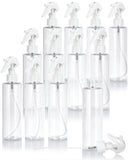 8 oz / 240 ml Clear Plastic PET Cylinder Bottle (BPA Free) with White Trigger Spray