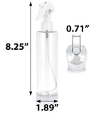 8 oz / 240 ml Clear Plastic PET Cylinder Bottle (BPA Free) with White Trigger Spray