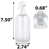 Clear Plastic PET Boston Round Bottle (BPA Free) with White Trigger Spray (12 Pack)