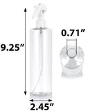 16 oz Clear Plastic PET Cylinder Bottle (BPA Free) with White Trigger Spray (12 Pack)