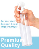 16 oz Clear Plastic PET Cylinder Bottle (BPA Free) with White Trigger Spray (12 Pack)