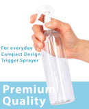 16 oz Clear Plastic PET Slim Cosmo Bottle (BPA Free) with White Trigger Spray (12 Pack)