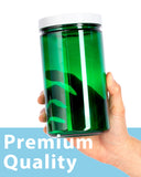 32 oz Green Plastic PET Refillable Jar (BPA Free) with White Lid (6 Pack)