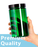 32 oz Green Plastic PET Refillable Jar (BPA Free) with Black Lid  (6 Pack)