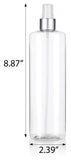 Clear Plastic PET Cylinder Bottle with Silver Fine Mist Sprayer (12 Pack)