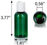 Green Plastic Boston Round Bottle with White Disc Cap (12 Pack)