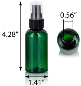 Green Plastic Boston Round Bottle with Black Treatment Pump (12 Pack)