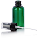 Green Plastic Boston Round Bottle with Black Treatment Pump (12 Pack)