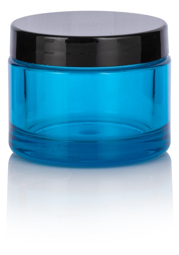 Turquoise Plastic Balm Jar with Black Lids (12 Pack)