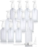 2 oz / 60 ml Frosted Clear Glass Boston Round Bottle with White Lotion Pump (12 Pack)