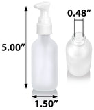 2 oz / 60 ml Frosted Clear Glass Boston Round Bottle with White Lotion Pump (12 Pack)