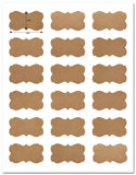 Decorative Brown Kraft Semi-Rectangle Labels, 2.24 x 1.29 inches, with Downloadable Template and Printing Instructions, 5 Sheet, 90 Labels (BK22)