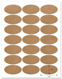 Textured Brown Kraft 2.5â€ x 1.375â€ Inch Oval Labels with Template and Printing Instructions, 5 Sheets, 105 Labels (JOB25)