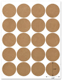 Textured Brown Kraft 2 Inch Diameter Circle Labels with Template and Printing Instructions, 5 Sheets, 100 Labels (JRBK20)