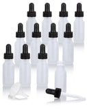 0.5 oz / 15 ml Frosted Clear Glass Thick Wall Boston Round Bottle with Black Dropper (12 Pack)