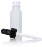 0.5 oz / 15 ml Frosted Clear Glass Thick Wall Boston Round Bottle with Black Dropper (12 Pack)