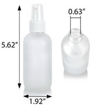 4 oz Frosted Clear Glass Boston Round Bottle with White Fine Mist Sprayer (6 Pack)
