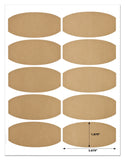 Textured Brown Kraft 3.875 x 1.875 Inch Semi-Oval Labels for Laser Printer with Downloadable Template and Printing Instructions, 5 Sheets, 50 Labels (BK38)