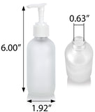 4 oz Frosted Clear Glass Boston Round Bottle with White Lotion Pump (6 Pack)