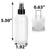 4 oz / 120 ml High Shine Gloss White Glass Boston Round Bottle with Black Treatment Pump