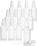 (12 Pack) 4 oz / 120 ml High Shine Gloss White Glass Boston Round Bottle with White Fine Mist Spray