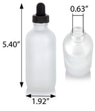 4 oz Frosted Clear Glass Boston Round Bottle with Glass Dropper (6 Pack)