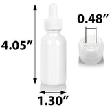 High Shine Gloss White Glass Boston Round Bottle with White Dropper (12 Pack)
