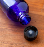 Cobalt Blue Glass Boston Round Bottle with Airtight Phenolic Cap (12 Pack)