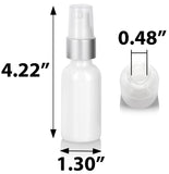 1 oz High Shine Gloss White Glass Boston Round Bottle with Silver Treatment Pump (12 Pack)