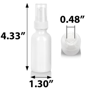 High Shine Gloss White Glass Boston Round Bottle with White Treatment Pump (12 Pack)