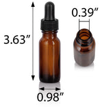 0.5 oz / 15 ml Amber Glass Boston Round Bottle with Black Dropper (12 Pack)