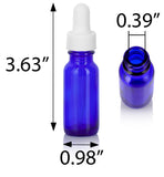 Cobalt Blue Glass Boston Round Bottle with White Dropper  (12 Pack)