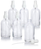 Clear Boston Round Thick Plated Glass Bottle with White Fine Mist Sprayer (6 Pack)