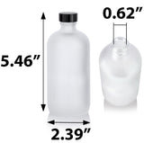 Frosted Clear Glass Boston Round Bottle with Airtight Phenolic Cap Lid (12 Pack)