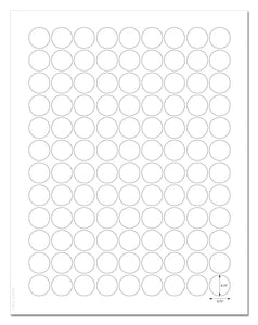 Waterproof White Matte 0.75 Inch Diameter Circle Labels for Laser Printer with Template and Printing Instructions, 5 Sheets, 540 Labels (JR75)