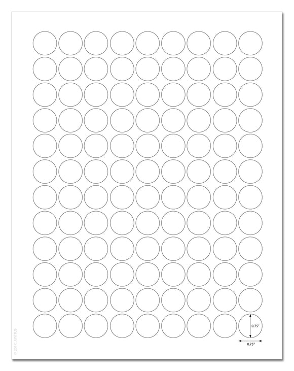 Waterproof White Matte 0.75 Inch Diameter Circle Labels for Laser Printer with Template and Printing Instructions, 5 Sheets, 540 Labels (JR75)