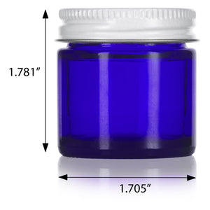 Glass Jar in Cobalt Blue with White Metal Plastisol Lid - 2 oz / 60 ml