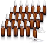 0.5 oz / 15 ml Amber Glass Boston Round Bottle with White Dropper (12 Pack)