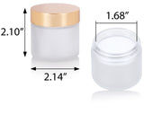 2 oz Frosted Clear Thick Glass Straight Sided Jar with Gold Metal Overshell Lid (12 Pack)