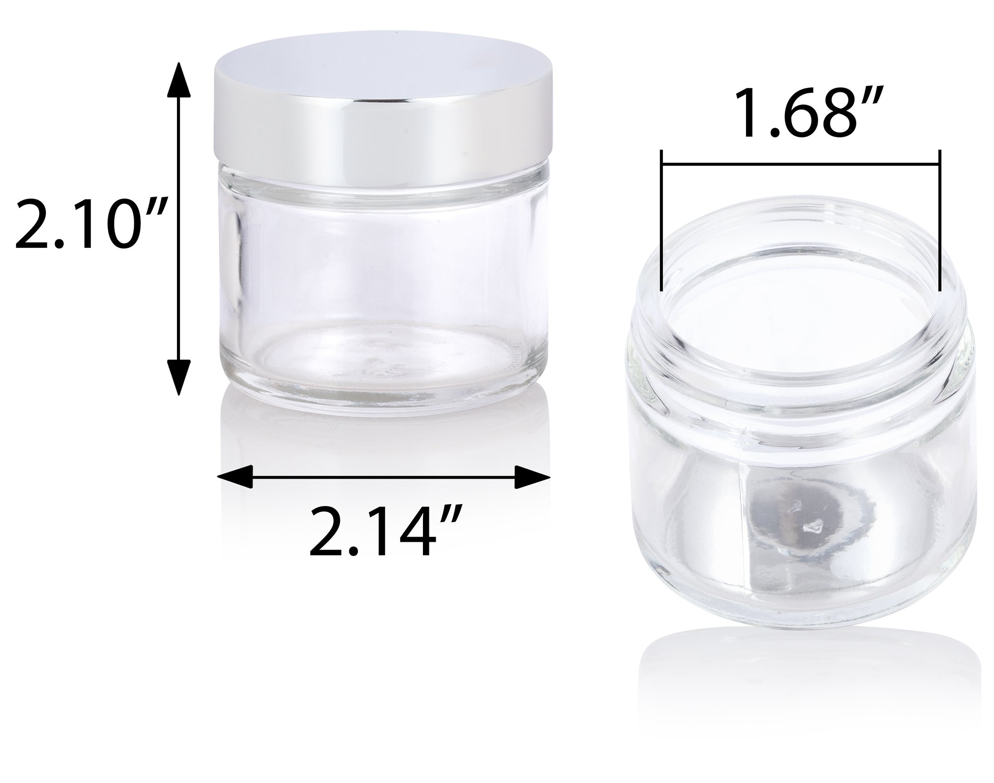 4 oz Clear Thick Glass Straight Sided Jar with with Silver Metal Overshell  Lid