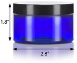 Cobalt Blue Plastic Low Profile Jar  with Black Foam Lined Lid ( 12 Pack) - JUVITUS
