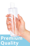 Clear 12 oz / 354 ml Professional Cylinder PET Plastic Bottles (BPA Free) with White Disc Cap