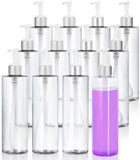 8 oz / 250 ml Clear Plastic Professional Cylinder Bottle with Silver Lotion Pump