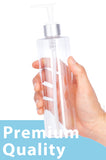 8 oz / 250 ml Clear Plastic Professional Cylinder Bottle with Silver Lotion Pump