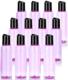 (12 Pack) 2 oz Pink Cosmo Round PET Plastic Bottle with Black Disc Cap